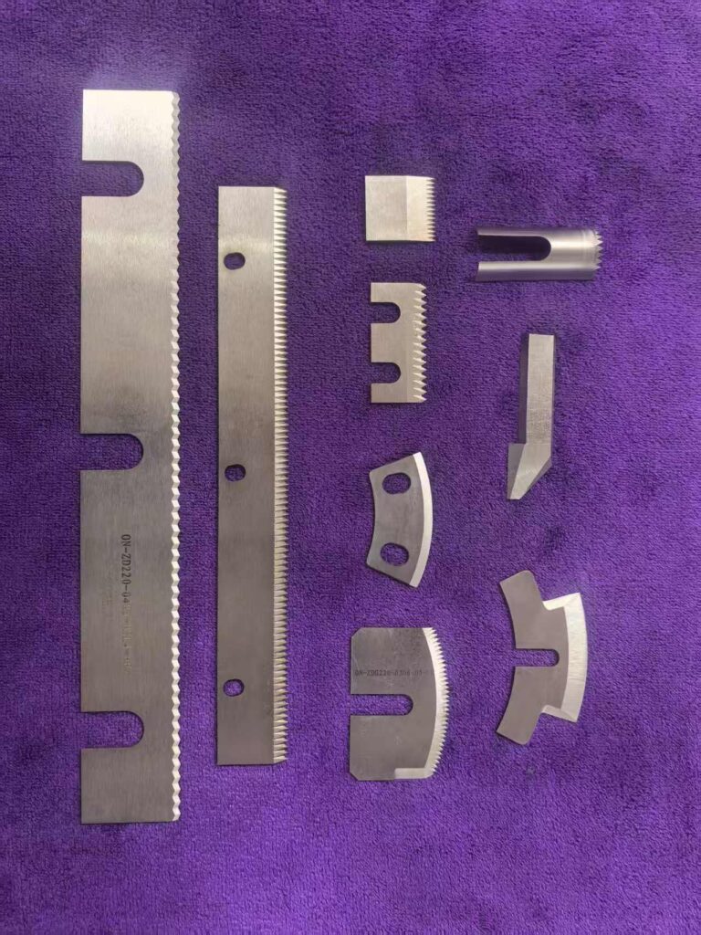 Close-up of serrated packaging knife